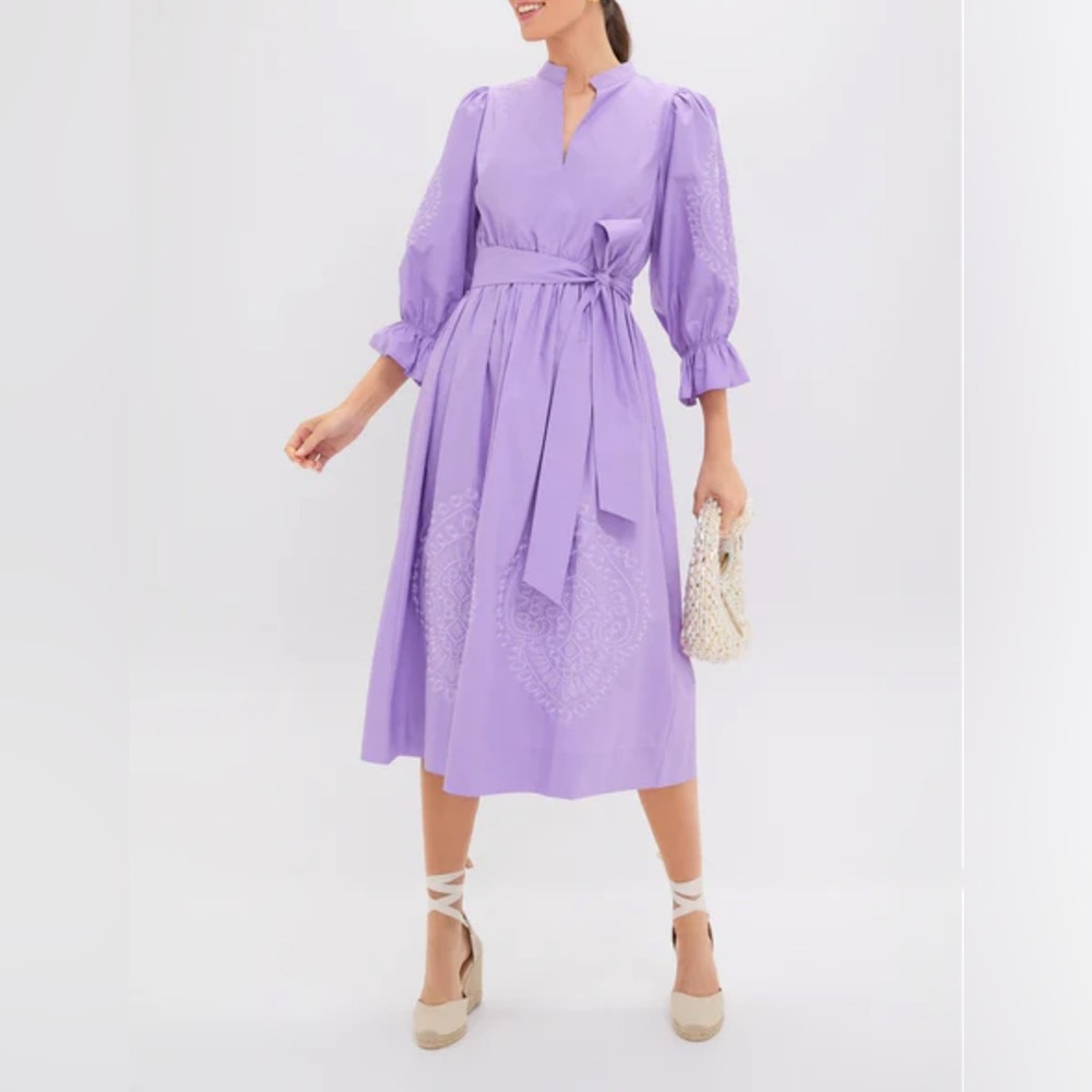 Tuckernuck Hyacinth House Lavender Embroidery Dowling Midi Dress - Picture 9 of 9